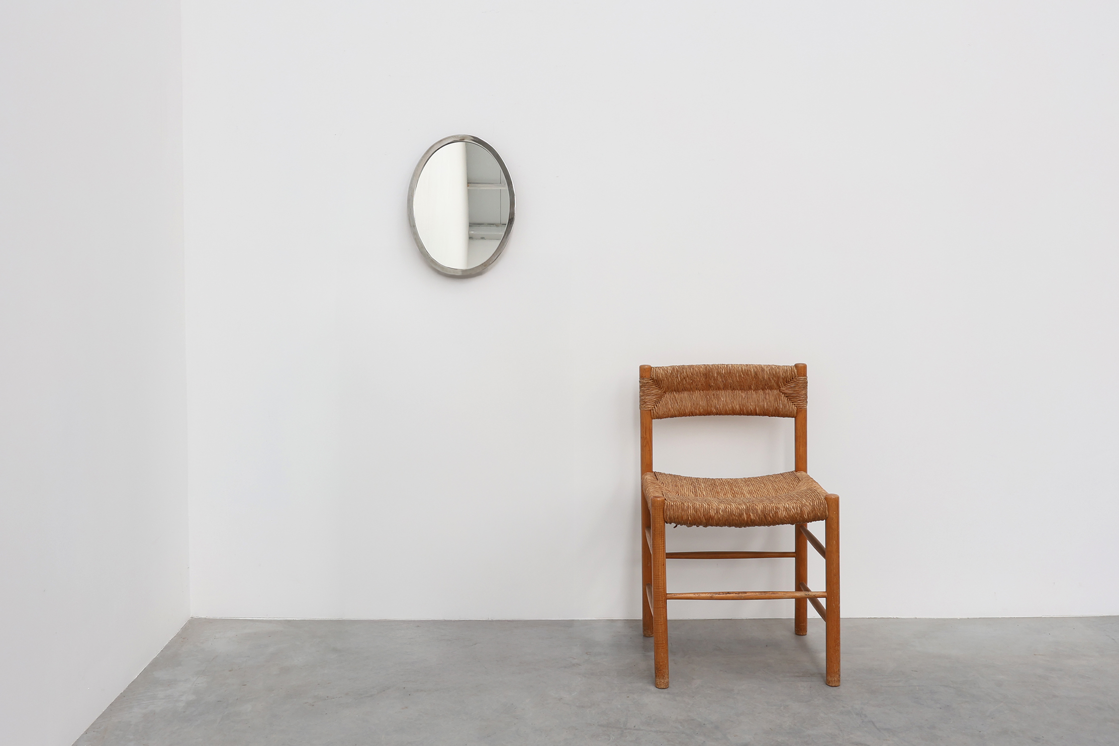 Art Deco Chrome Oval Wall Mirror, Belgium ca. 1920thumbnail